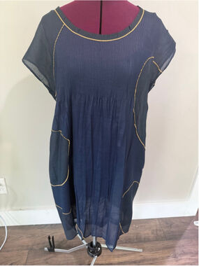 Vintage Navy Blue Dress From French Designer Cotelac 2